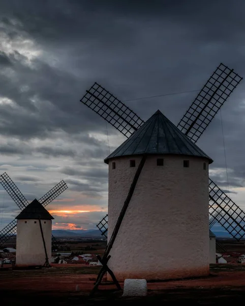 Moinhos Vento Campo Criptana Localizados Ciudad Real Castilla Mancha Espanha — Fotografia de Stock