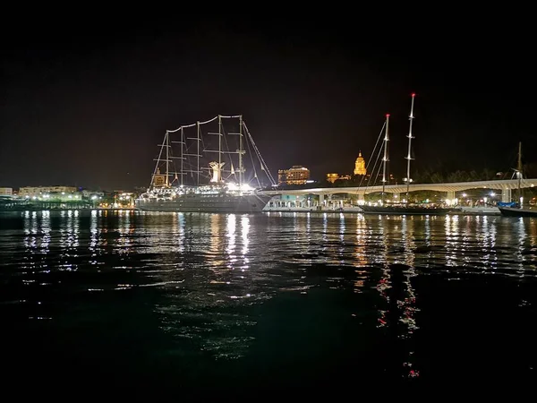 Night Shot Ships Port — Stock Photo, Image