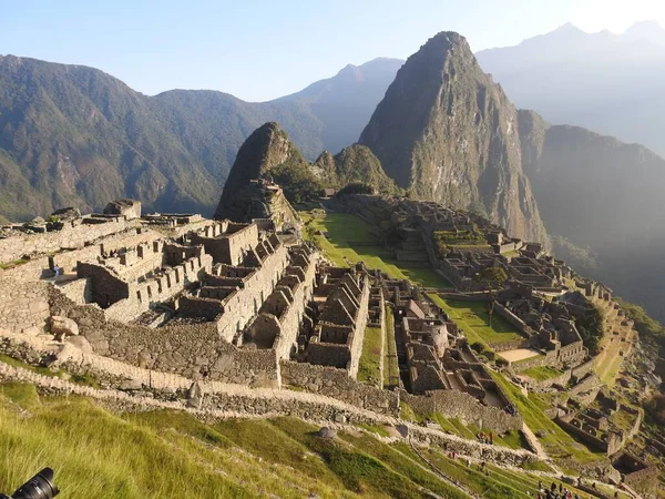 Une Vue Imprenable Sur Machu Picchu Abandonné Dans Les Andes — Photo