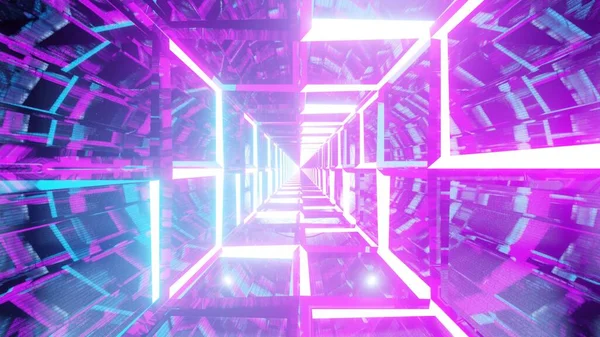 Візуалізація Барвистих Лазерних Ліхтарів Утворюють Абстрактний Футуристичний Квадратний Портал — стокове фото