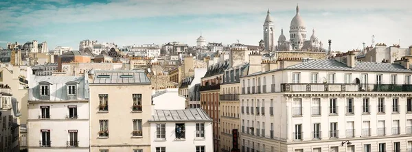 Широкий Знімок Сакр Кура Оточенні Красивих Будівель Захоплених Парижі Франція — стокове фото