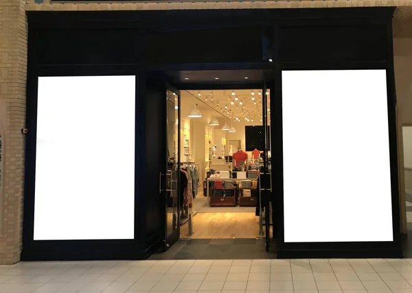 Primer Plano Una Pantalla Blanca Blanco Centro Comercial Perfecto Para — Foto de Stock