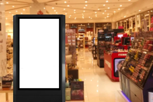 Alışveriş Merkezindeki Boş Beyaz Ekran Için Yakın Çekim Mesajınız Için — Stok fotoğraf