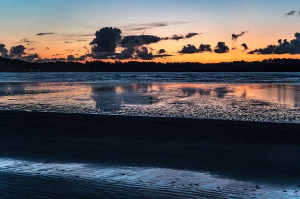 Úchvatný Výhled Krásný Západ Slunce Moře Bretagne Francie — Stock fotografie