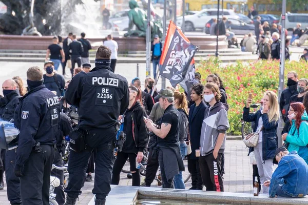 Berlín Alemania 2020 Berlín Alemania 2020 Manifestación Berlín Cerca Del — Foto de Stock