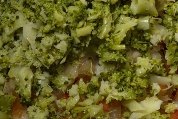 Suntikan Makro Salad Dengan Brokoli Dan Bahan Lainnya — Stok Foto