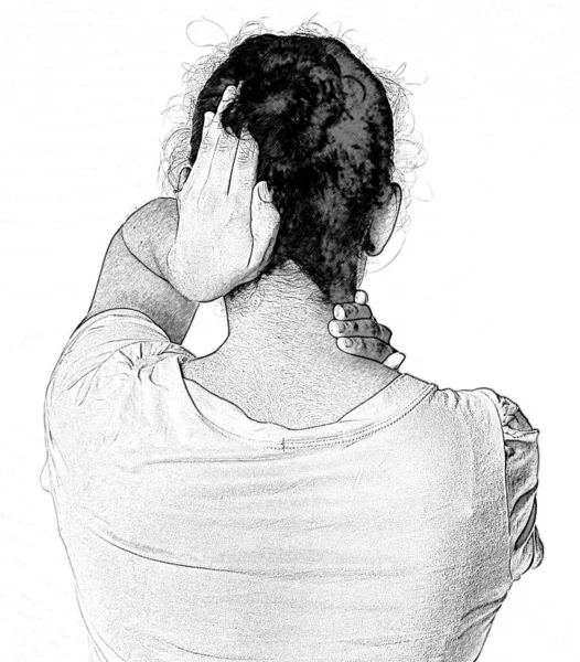 Illustration Showing Self Application Japanese Technique Stress Reduction Reiki — Stock Photo, Image