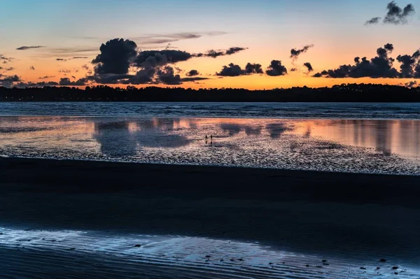 Uma Vista Deslumbrante Belo Pôr Sol Mar Bretagne França — Fotografia de Stock