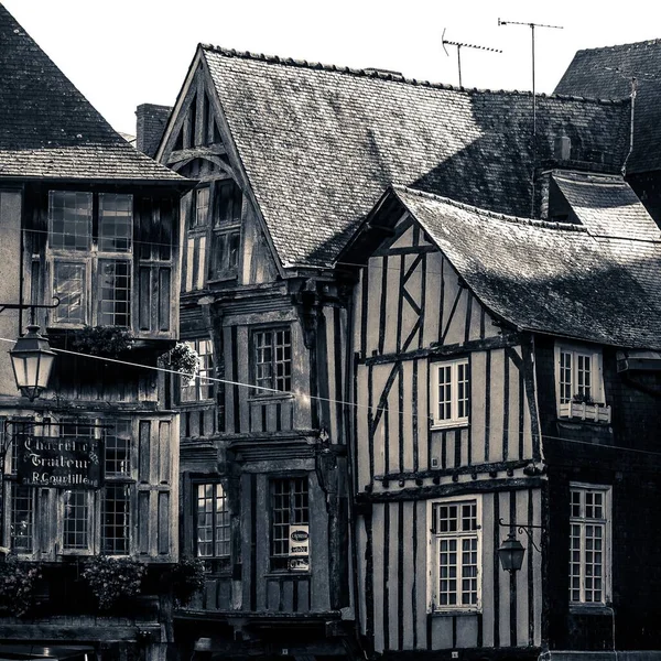 Grayscale Square Shot Residential Buildings City Dinan Bretagne France — Stock Photo, Image