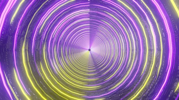 Abstract Psychedelic Purple Yellow Tunnel — Stock Photo, Image