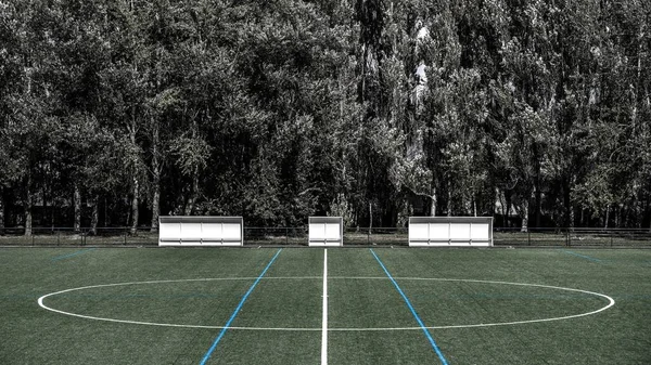 Paysage Échelle Grise Terrain Football — Photo