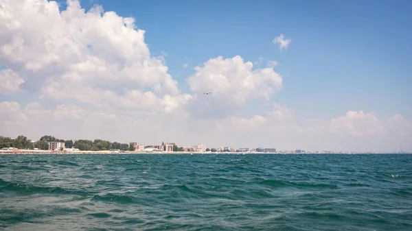 Sebuah Gambar Panorama Dari Laut Biru Pantai Italia Rimini — Stok Foto