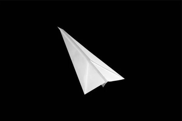 An illustration of a white paper airplane isolated on a black background