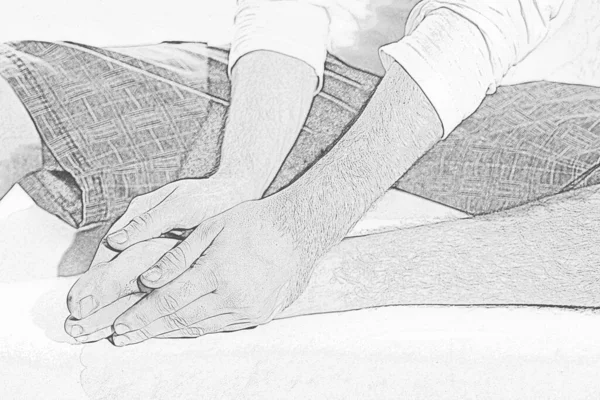 Illustration Japanese Reiki Technique Self Application Feet — Stock Photo, Image