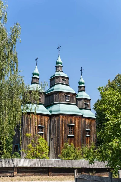 Pirogovo Ucrania Agosto 2019 Una Vista Frontal Iglesia Santa Paraskeva — Foto de Stock