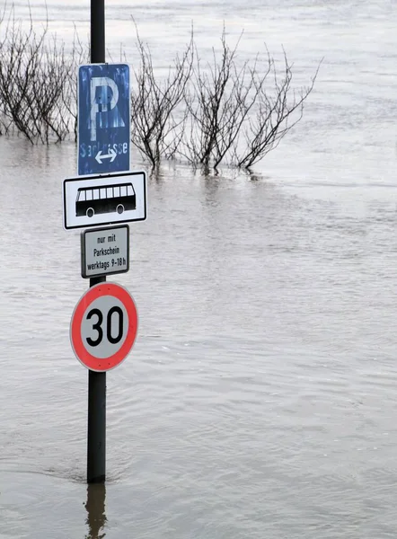 Extreme Weather Flooded Pedestrian Zone Cologne Germany — Stock Photo, Image