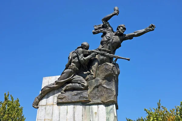 Erseke Albanie Avril 2017 Une Statue Près Erseke Albanie Érigée — Photo