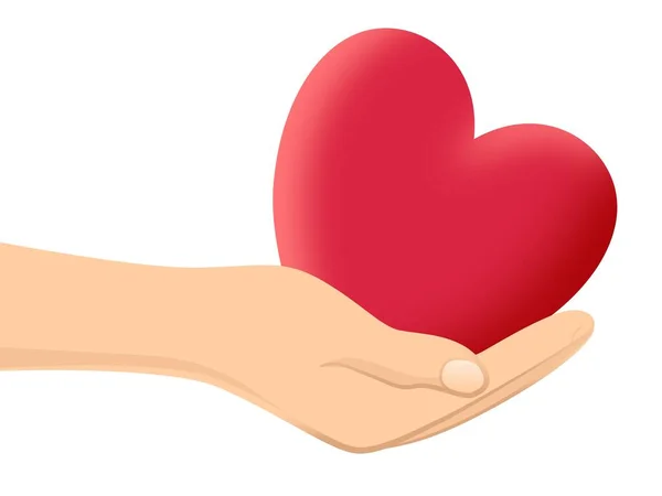 Konceptuell Illustration Mänsklig Hand Som Håller Ett Rött Hjärta Isolerat — Stockfoto