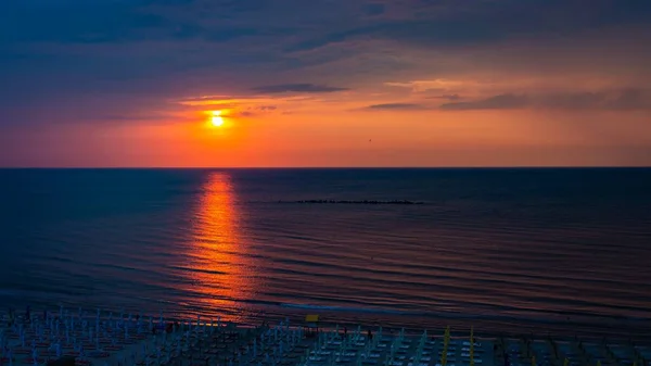 Высокоугольный Снимок Заката Флоренции Пляже Римини Италия — стоковое фото