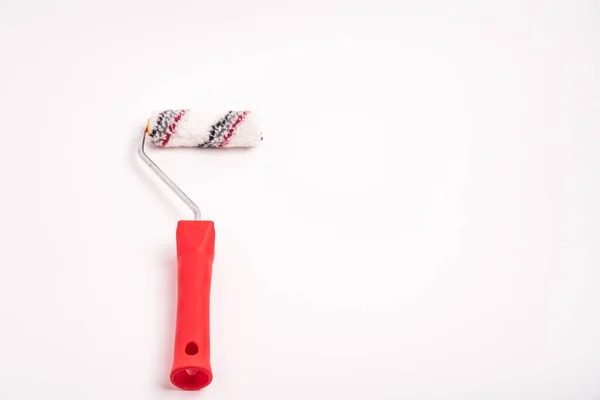 Red Paint Roller Isolated White Background — Stock Photo, Image