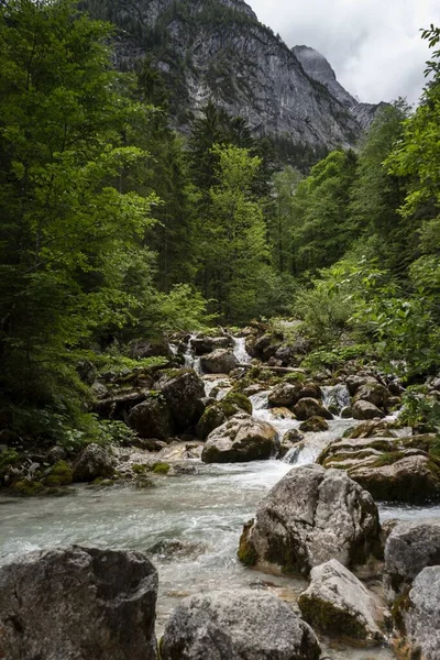 Een Prachtig Shot Van Een Stromende Rivier Een Berglandschap Wetterstein — Stockfoto