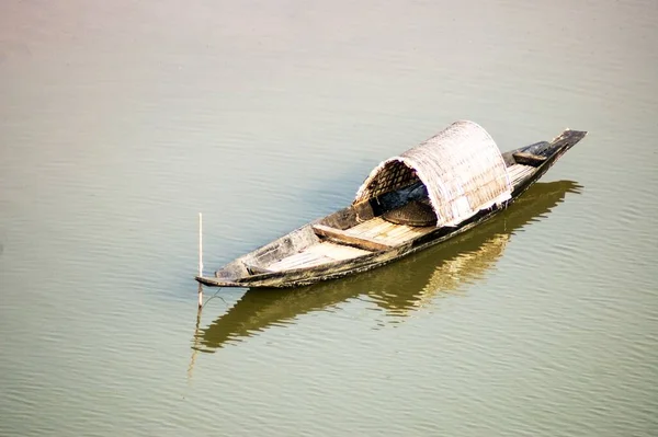 High Angle Shot Old Boat Lake Daytime — Stock Photo, Image