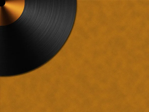Disco Gramófono Grabado Una Superficie Cuero Naranja — Foto de Stock