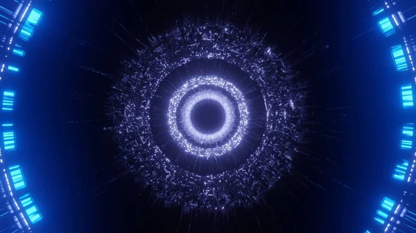 Een Weergave Van Wit Blauw Licht Vormt Een Cirkel Het — Stockfoto