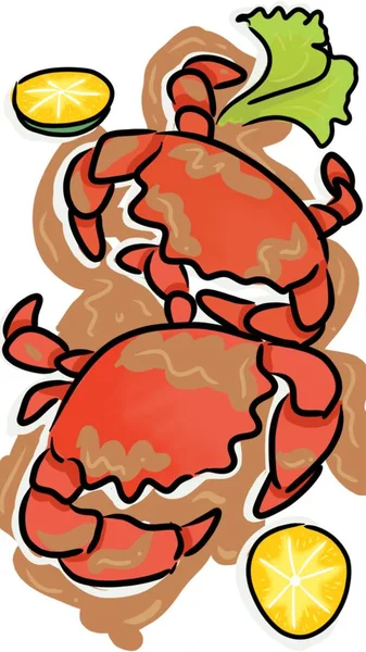 Vakker Illustrasjon Velsmakende Kokte Krabber – stockfoto