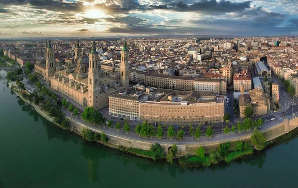 Zaragoza Daki Hava Manzarası Aragon Spanya Drone Fotoğrafı — Stok fotoğraf