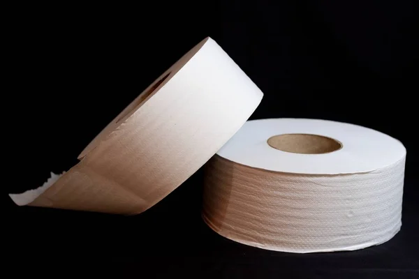 Closeup Shot Toilet Paper Rolls Black Background — Stock Photo, Image