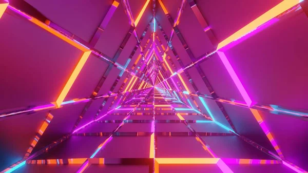 Rendu Lumières Colorées Formant Triangle Sur Fond Rose Foncé Concept — Photo