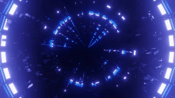 Een Weergave Van Blauwe Lichten Die Een Cirkel Vormen Futuristisch — Stockfoto