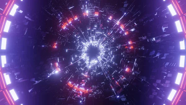 Rendu Lumières Rouges Violettes Formant Des Cercles Concept Futuriste — Photo