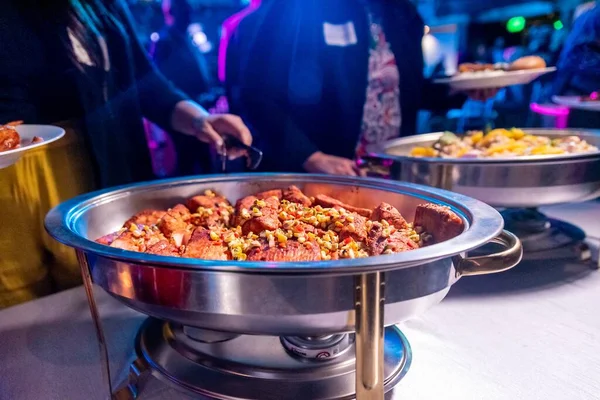 Person Getting Food Being Served Wedding Reception — Stock Photo, Image