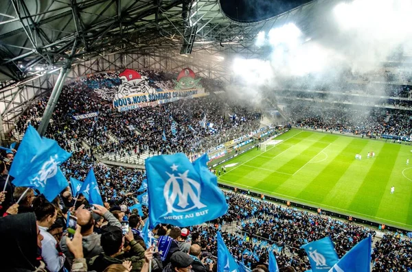 Marseille Francja Października 2019 Zwolennicy Match Foot Rencontre Psg Foule — Zdjęcie stockowe