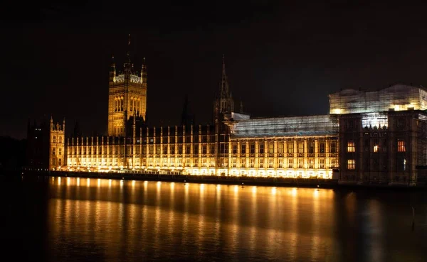 Den Vackra Westminster Abbey Gotiska Kyrkan Natten London England — Stockfoto