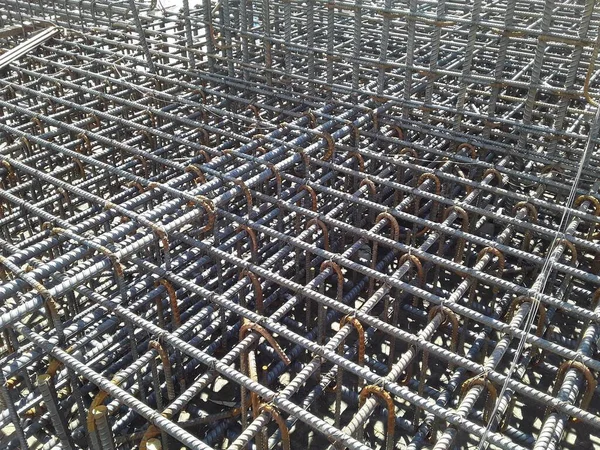 Horizontal Shot Construction Materials Metal Foundation Construction Site — Stock Photo, Image
