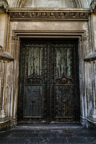 Vertical Shot Entrance Girona Cathedral Located Girona Spain — Stock Photo, Image