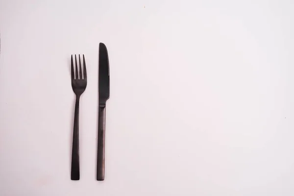 Messer Und Gabel Isoliert Auf Weißem Hintergrund — Stockfoto