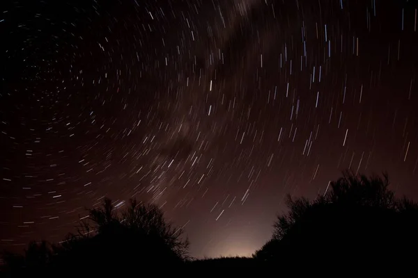 Une Longue Exposition Des Étoiles Nuit — Photo