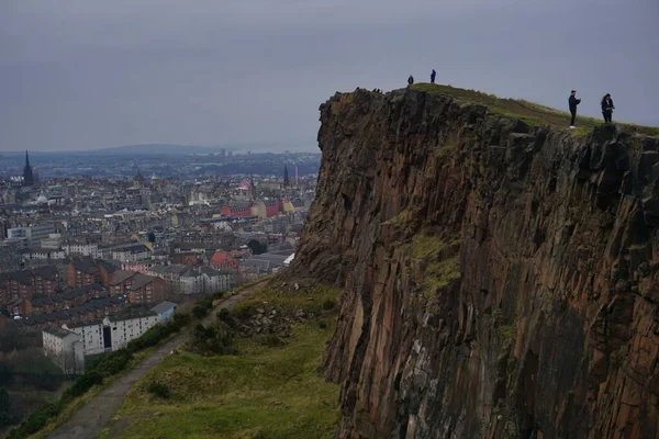 Uma Tomada Aérea Holyrood Park Edimburgo — Fotografia de Stock