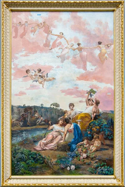 Τοιχογραφία Του Four Seasons Από Τον Ιταλό Καλλιτέχνη Του 19Ου — Φωτογραφία Αρχείου