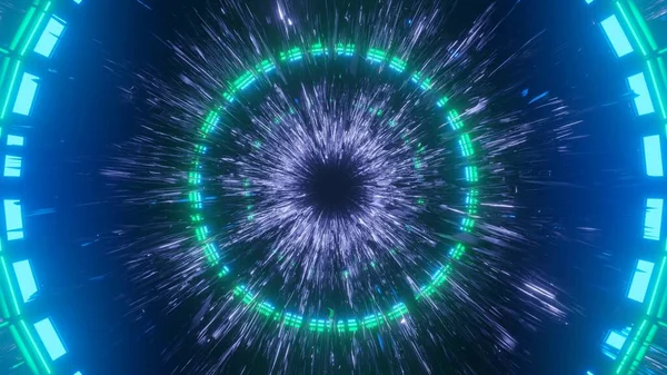 Een Weergave Van Groen Blauw Licht Vormt Een Cirkel Het — Stockfoto