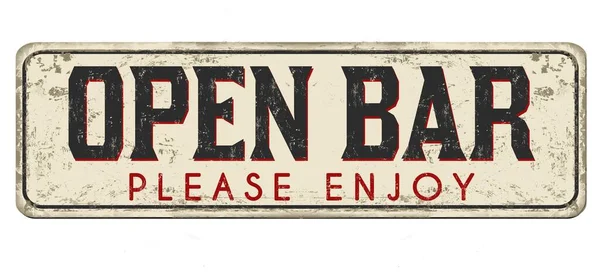 Illustration Vintage Sign Open Bar Inscription Isolated White Background — Stock Photo, Image