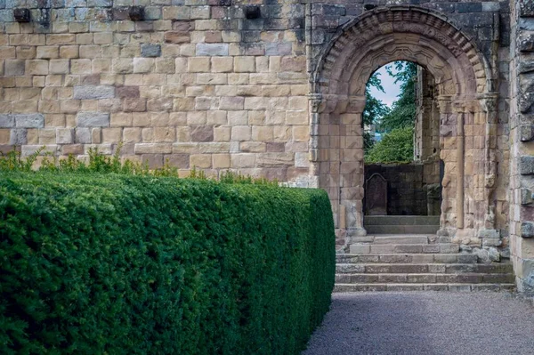 Eingang Den Ruinen Der Abtei Jedburgh Zentralschottland Großbritannien — Stockfoto