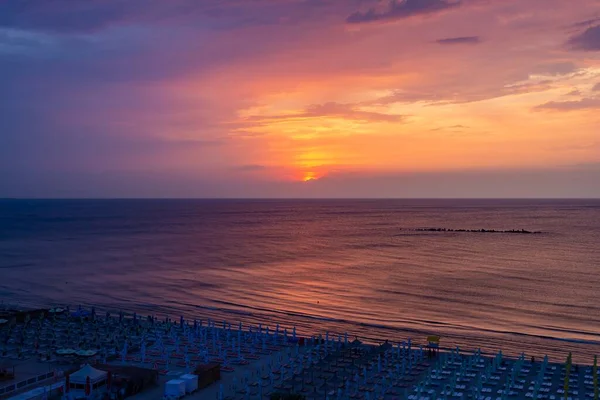 Una Toma Alto Ángulo Puesta Sol Florencia Playa Rimini Italia — Foto de Stock