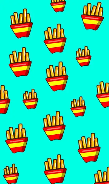 Una Ilustración Vertical Papas Fritas Sobre Fondo Cian —  Fotos de Stock