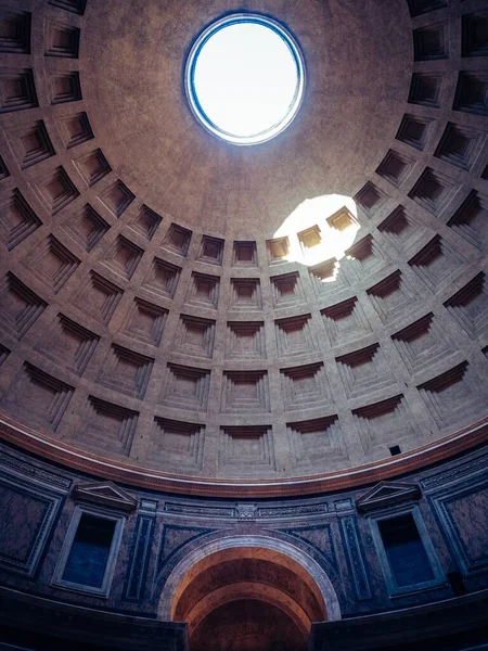 Teto Com Buraco Panteão Roma Itália — Fotografia de Stock