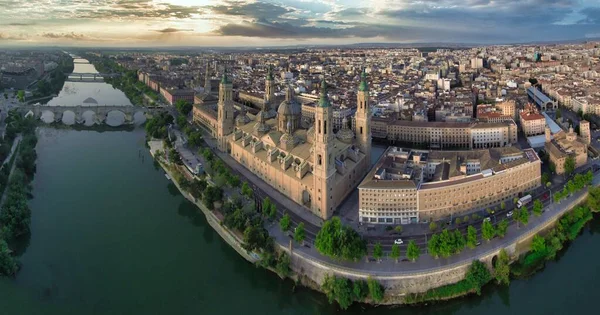 Zaragoza Daki Hava Manzarası Aragon Spanya Drone Fotoğrafı — Stok fotoğraf